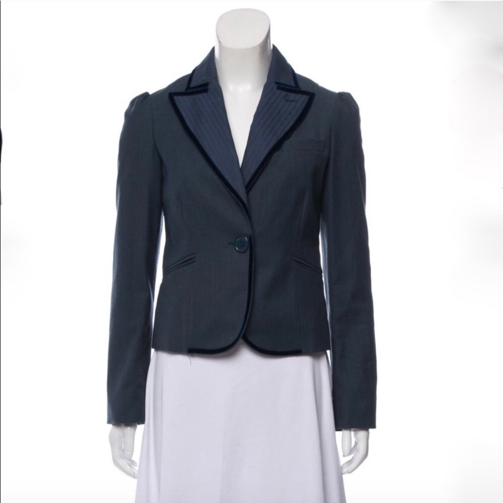 Marc Jacobs Navy Velvet Trim Suit Sz 2